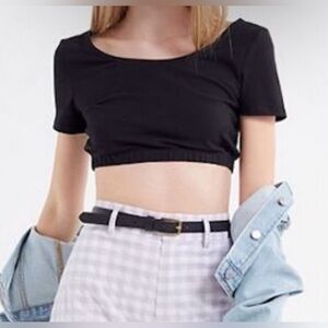 Urban Outfitters Project Social T Cropped Bubble Cotton Top Black Women Sz XS